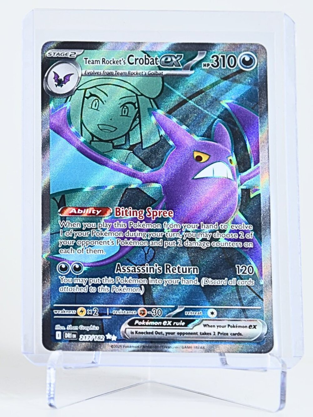 Pokemon Card Team Rocket's Crobat 217/182 EX Ultra Rare Holo Destined Rivals